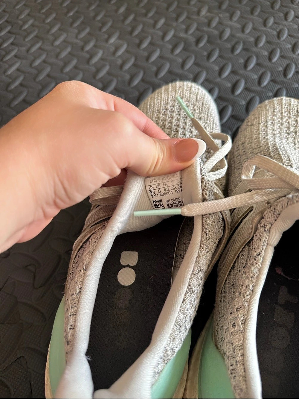 adidas Ultraboost Knit Running Shoes in Beige & Green - Picture 5 of 5
